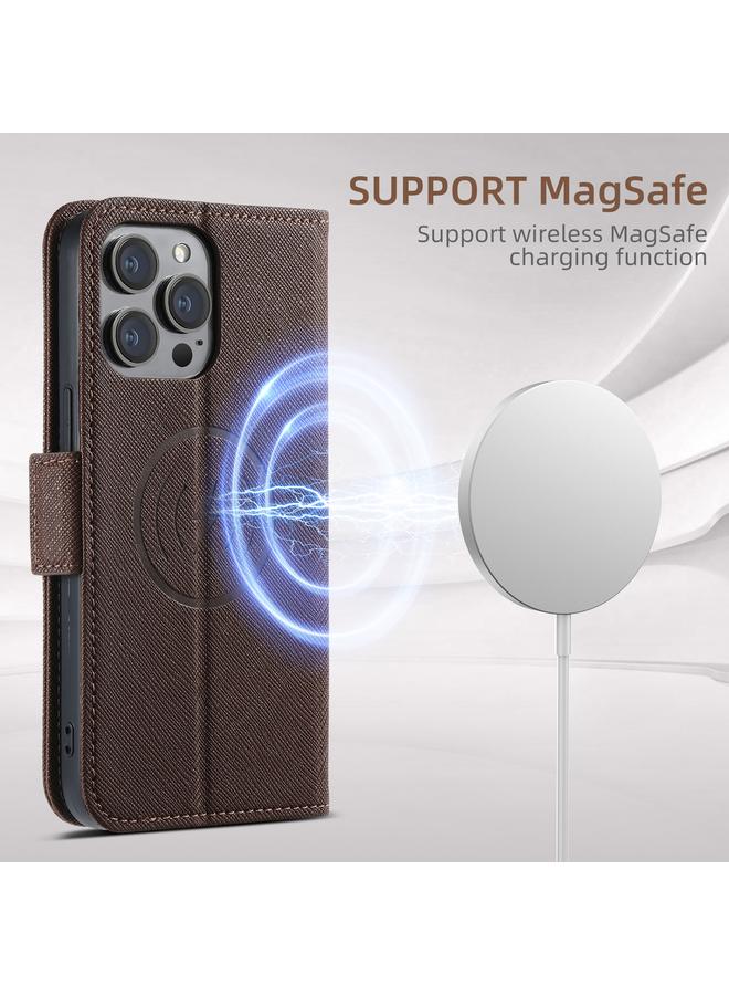 سوتين جراب هاتف iPhone 15 Pro Max J08 متعدد الوظائف من الجلد المتقاطع MagSafe - Image 3