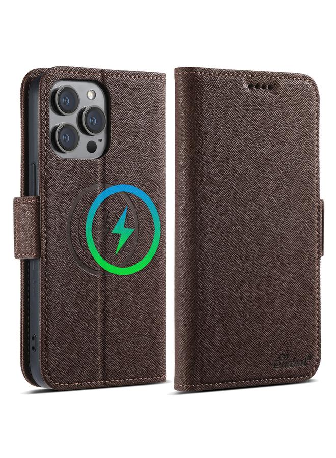 سوتين جراب هاتف iPhone 15 Pro Max J08 متعدد الوظائف من الجلد المتقاطع MagSafe - Image 1