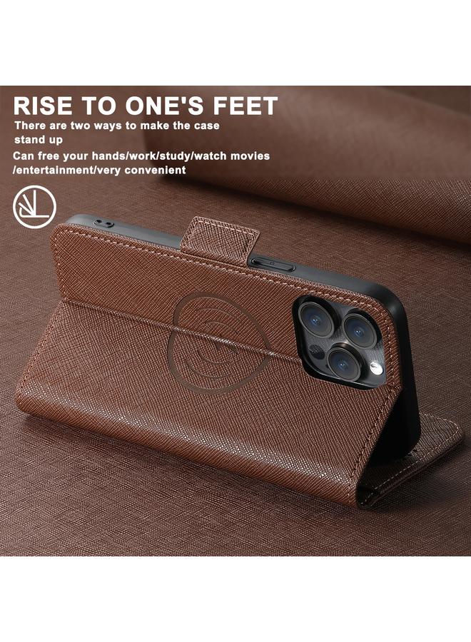 سوتين جراب هاتف iPhone 15 Pro Max J08 متعدد الوظائف من الجلد المتقاطع MagSafe - Image 4