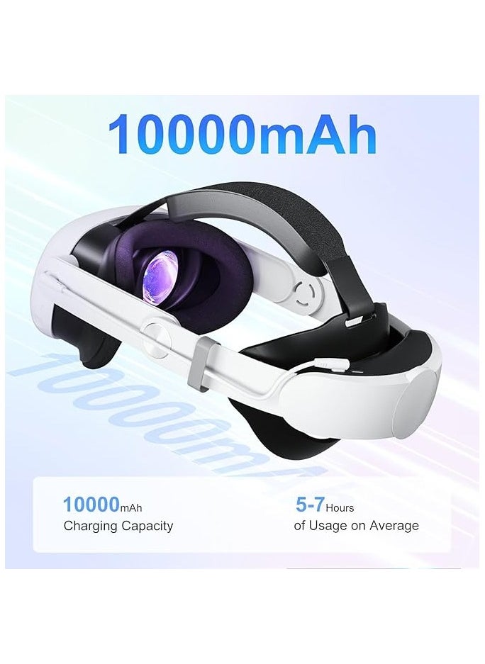 PROMASS Promass Head Strap with Battery for Oculus Quest 3, 10000mAh Battery Pack Extend 4H Playtime, Fast Charging VR Power  - Image 2