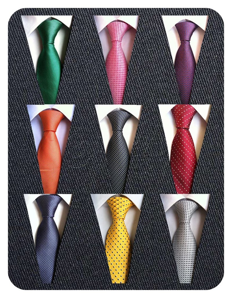 Adulove Mens Necktie Classic Silk Tie Woven Jacquard Neck Ties 9 PCS