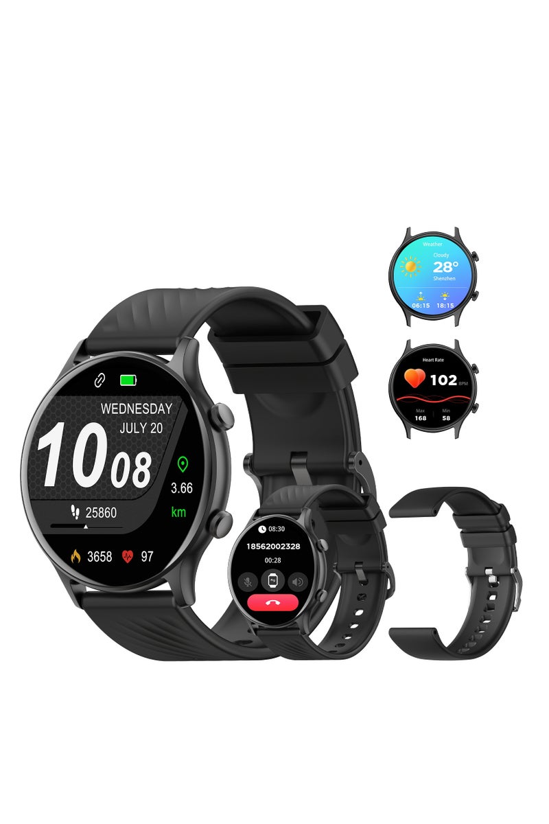 PEJE PEJE Smart Watch,1.39" HD Display,Prayer Alerts & Arabic Support, SpO2/Heart Rate/Sleep Monitor,120+ Sports Modes,IP68 Waterproof,Bluetooth Calling + Extra Strap-Compatible with iOS & Android (Black) - Image 1