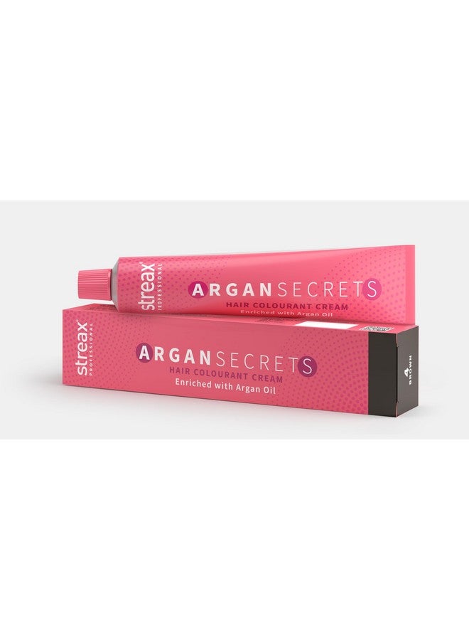 Streax Professional Argan Secrets Permanent Hair Colourant Cream - Brown 4 (Enriched With Argan Oil) For All Hair Types ; 90 Gm - Image 1