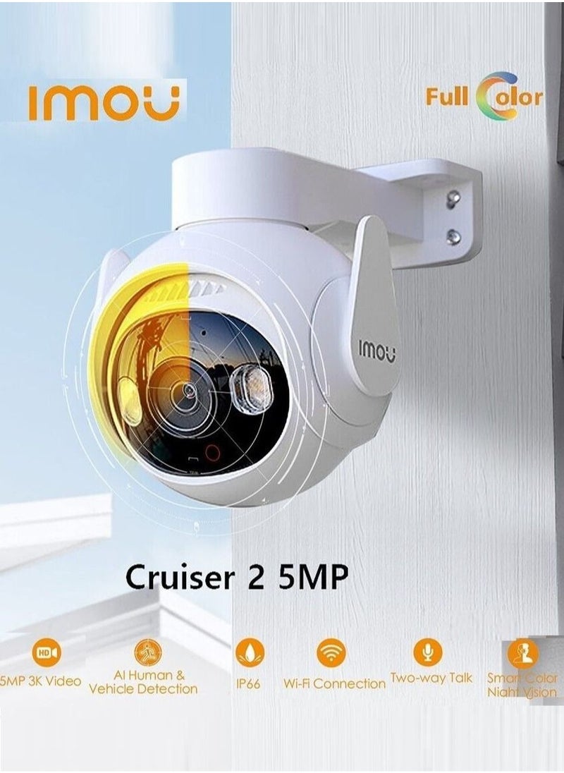 IMOU - Cruiser 2 Smart Tracking Security Camera 5MP Resolution IP66 Image 3K QHD Smart Full Color Panoramic Night Vision Pan and Tilt, Powered by IMO Sense™ and Weather Resistant - Image 1