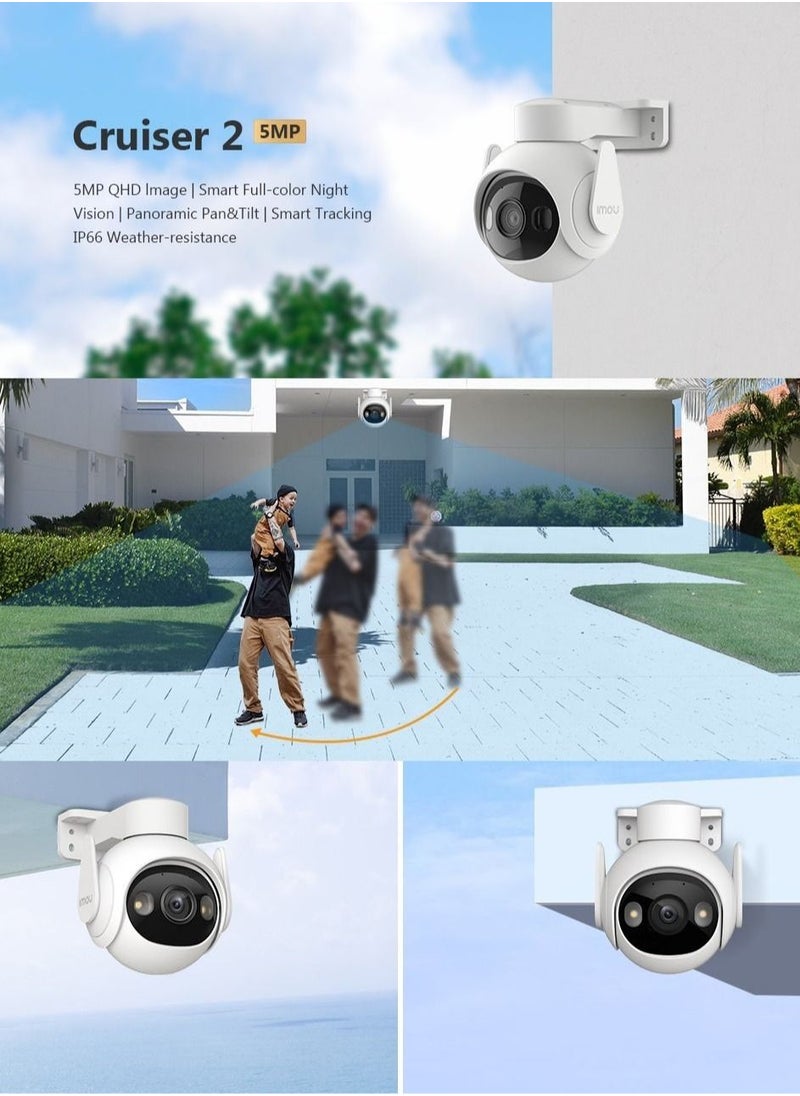 IMOU - Cruiser 2 Smart Tracking Security Camera 5MP Resolution IP66 Image 3K QHD Smart Full Color Panoramic Night Vision Pan and Tilt, Powered by IMO Sense™ and Weather Resistant - Image 1