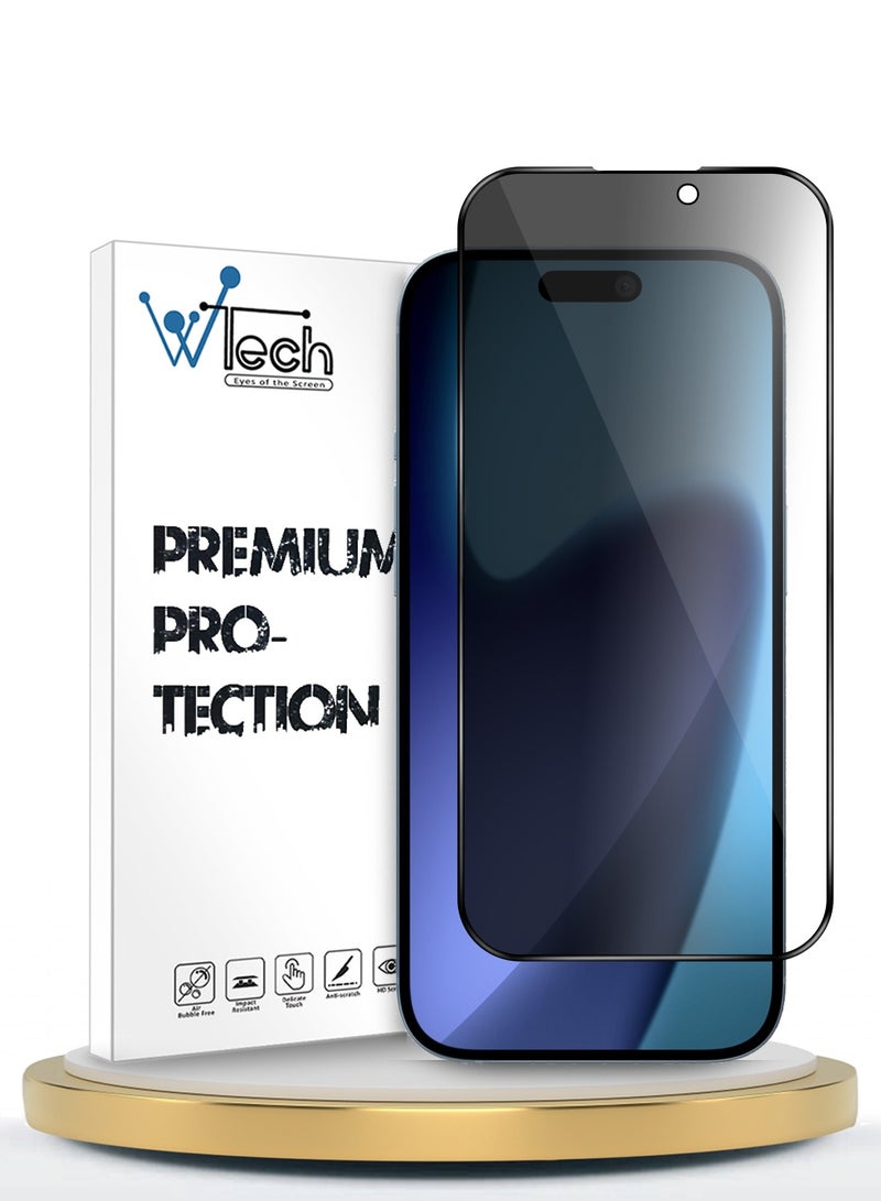Wtech Apple iPhone 17 Pro 5G 2025 Premium E2E Series Privacy Full Glue Full Edge Rubber Protection Tempered Glass Screen Protector (MSGECP) - Clear/Black - Image 1