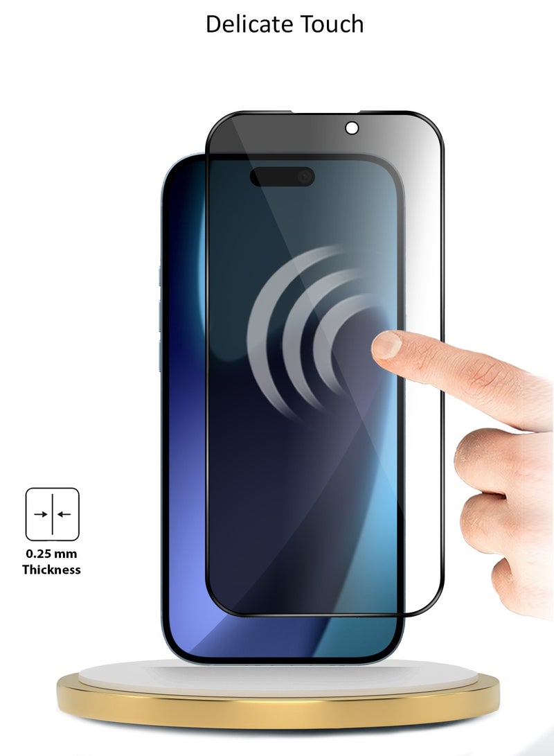 Wtech Apple iPhone 17 Pro 5G 2025 Premium E2E Series Privacy Full Glue Full Edge Rubber Protection Tempered Glass Screen Protector (MSGECP) - Clear/Black - Image 4