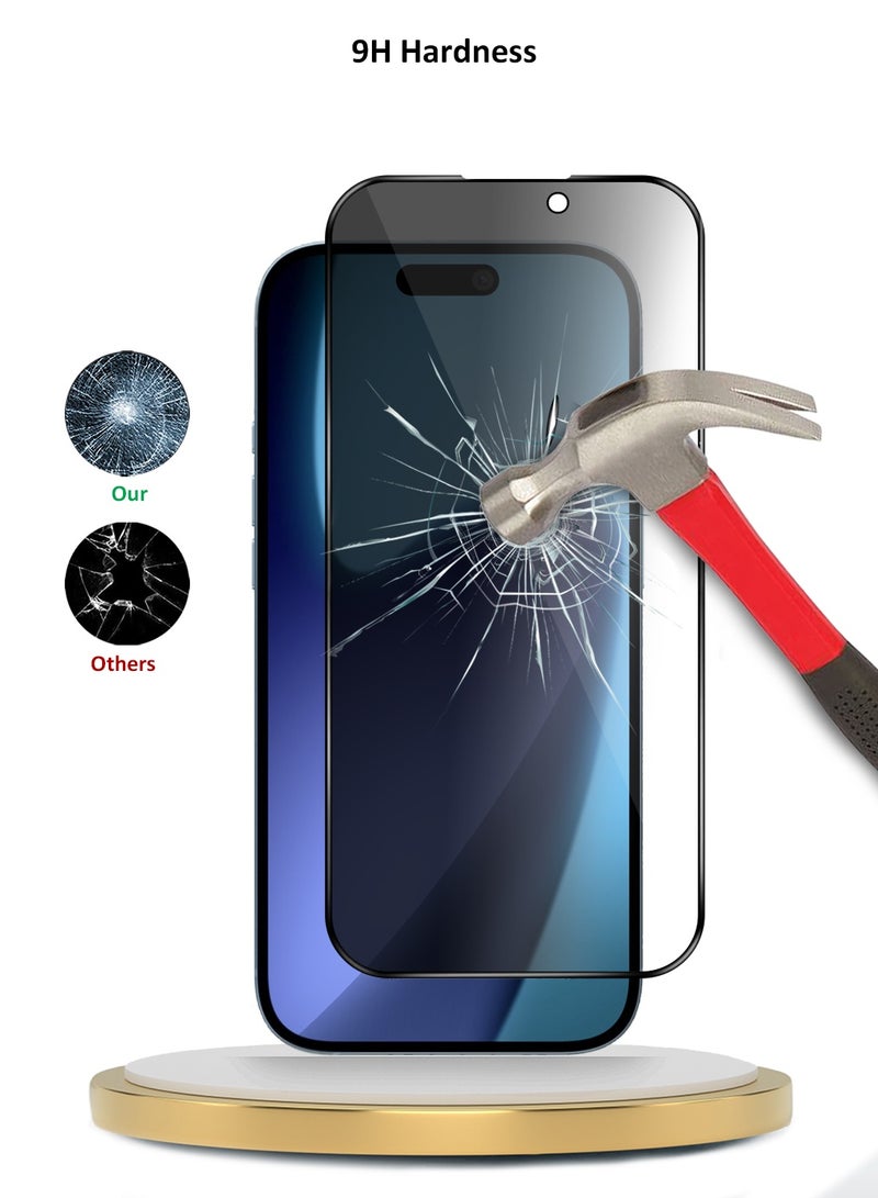 Wtech Apple iPhone 17 Pro 5G 2025 Premium E2E Series Privacy Full Glue Full Edge Rubber Protection Tempered Glass Screen Protector (MSGECP) - Clear/Black - Image 3