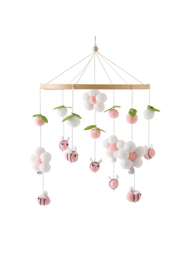 Generic - Newborn Baby Educational Flower Bee Bedside Rattle Nordic Style Home Decoration Baby Bed Rattle Pendant-Color:Bee Fur Ball Bed Bell Pink - Image 1