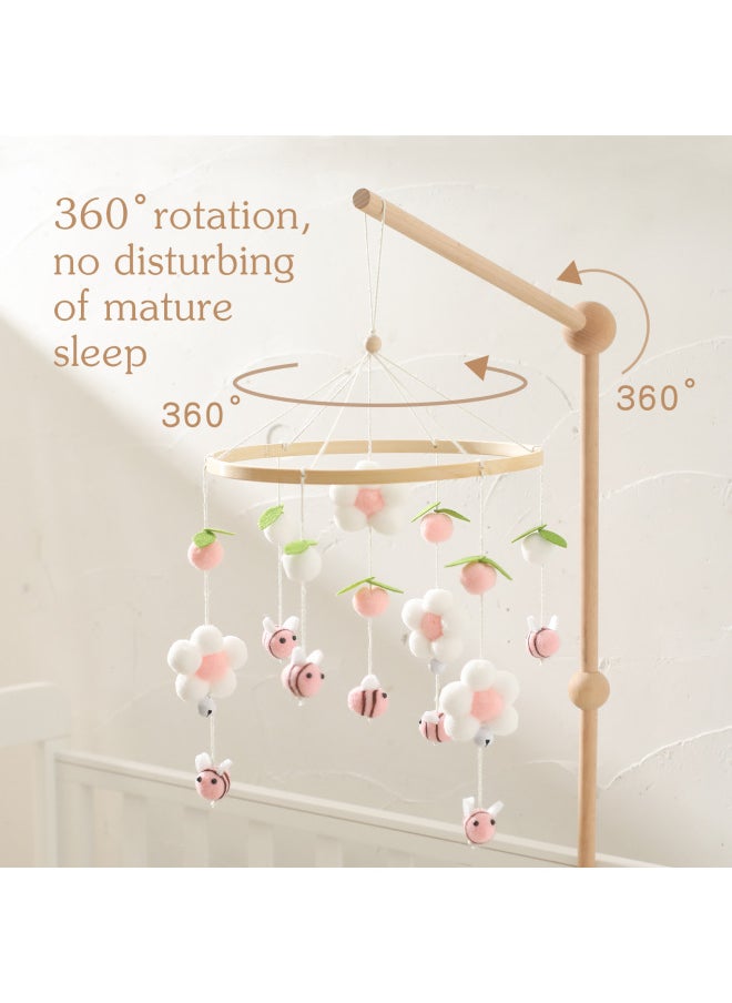 Generic - Newborn Baby Educational Flower Bee Bedside Rattle Nordic Style Home Decoration Baby Bed Rattle Pendant-Color:Bee Fur Ball Bed Bell Pink - Image 1