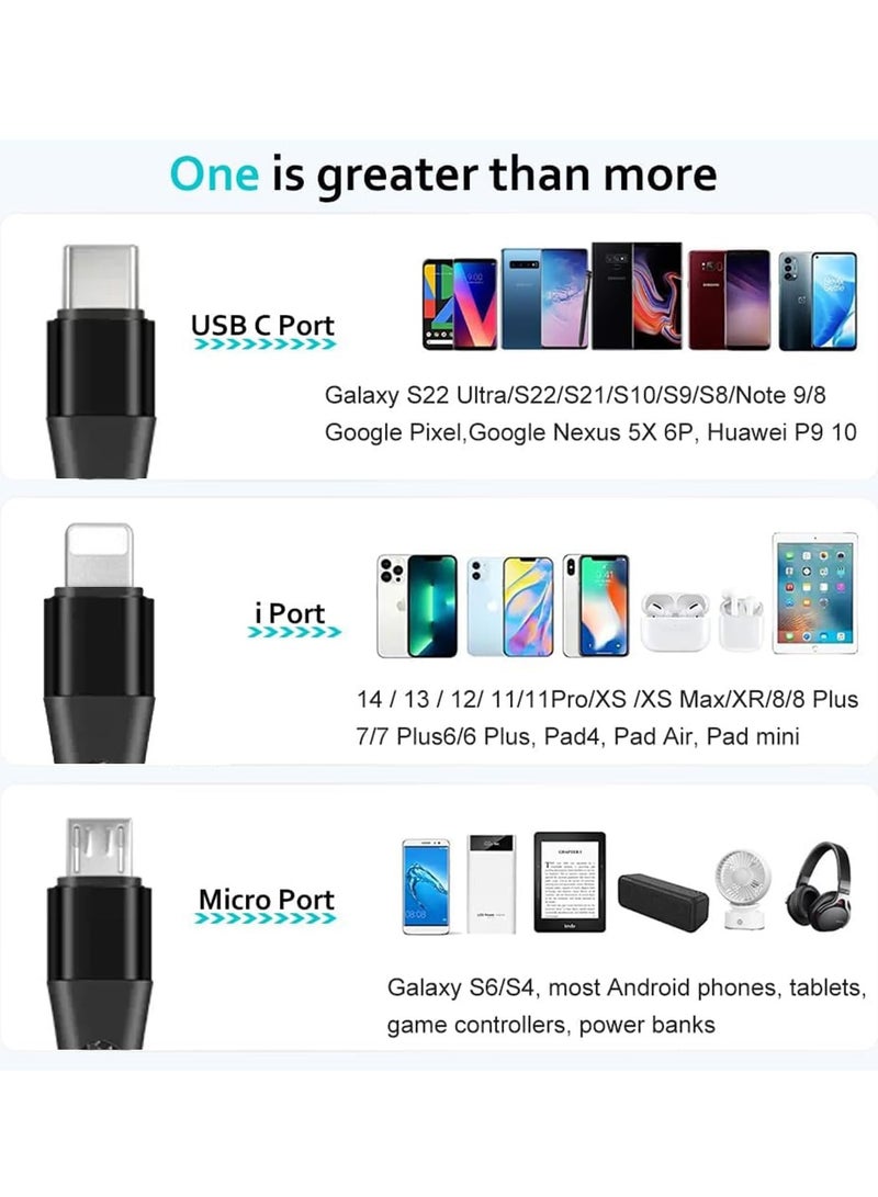erorex Charging Cable, 3 in 1 Charger Cable Nylon Braided Multiple USB Cable Universal Charging Cord, with Type-C, Micro USB Port Connectors, for Most Phones,Pads and Other Devices (1.2M, 2Pcs) - Image 5