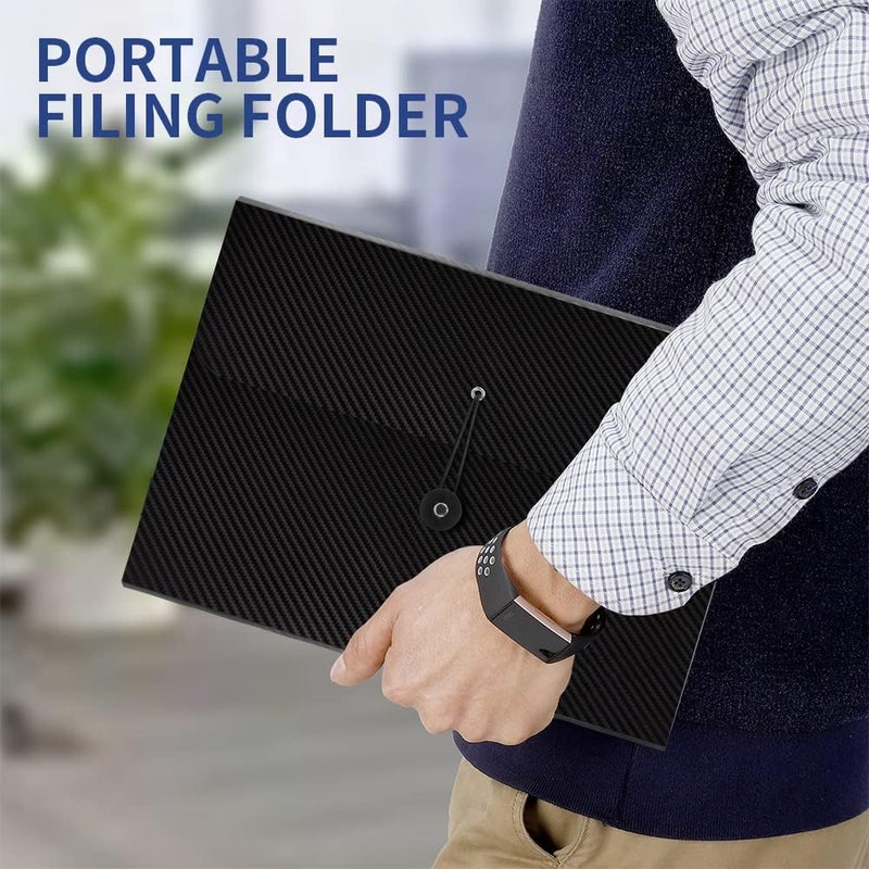 Expanding File Organizer Folder, 13-Pocket Accordion File Folder with Tabs & Elastic Closure – A4 Document Holder for Home, School, Office, and Travel (1 Pcs Black/Colour) - Image 4