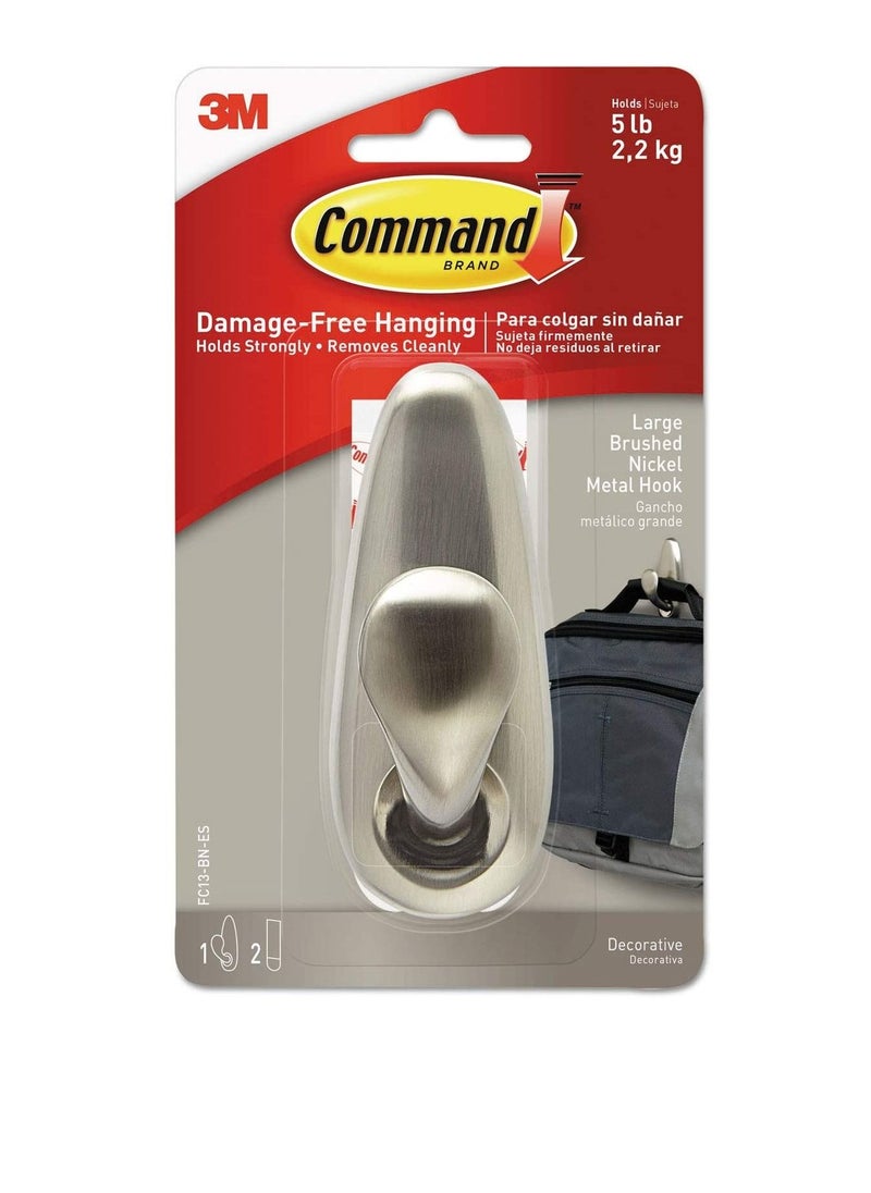 Command Large Forever Classic Brushed Nickel Metal Hook  - Image 3