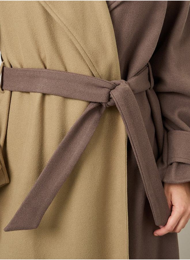 Styli - Oversized Colorblock Wool Like Midi Coat - Image 1