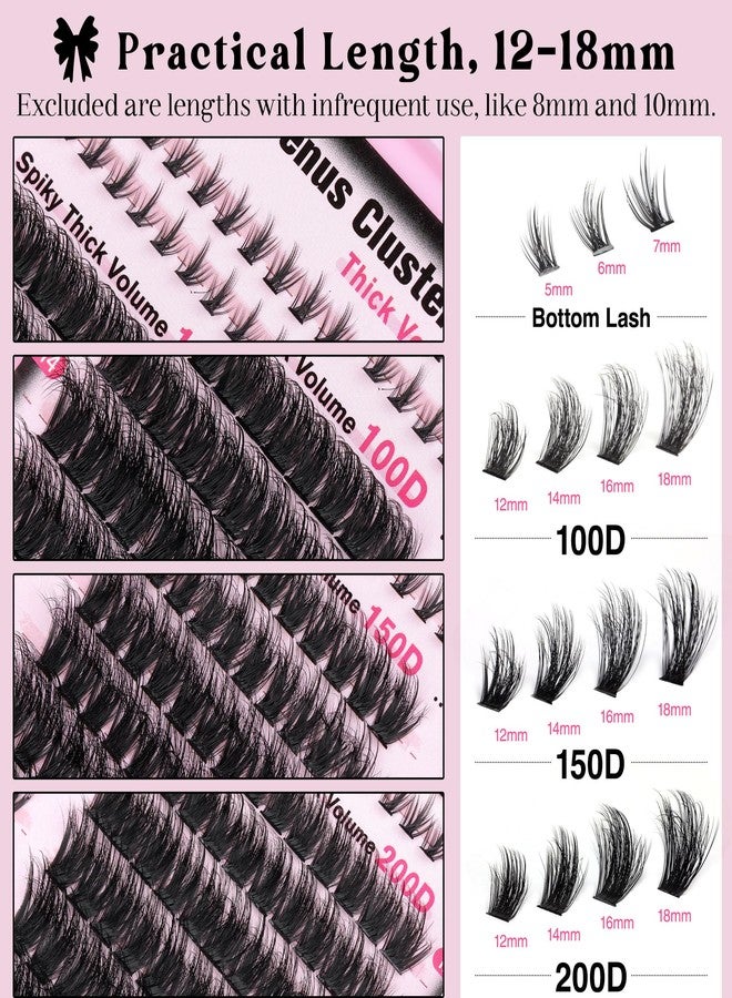 Goddvenus Lash Clusters Volume Cluster Eyelash Extensions D Curl Waterproof Individual Lashes 240pcs Fluffy Faux Mink Cluster Lashes and 60pcs Bottom Lashes for DIY Eyelash Extension - Image 3
