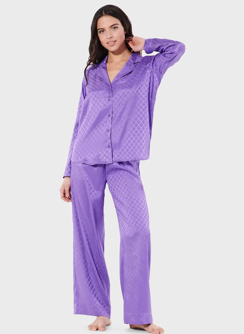 UNDIZ Textured Detail Pyjama Pants