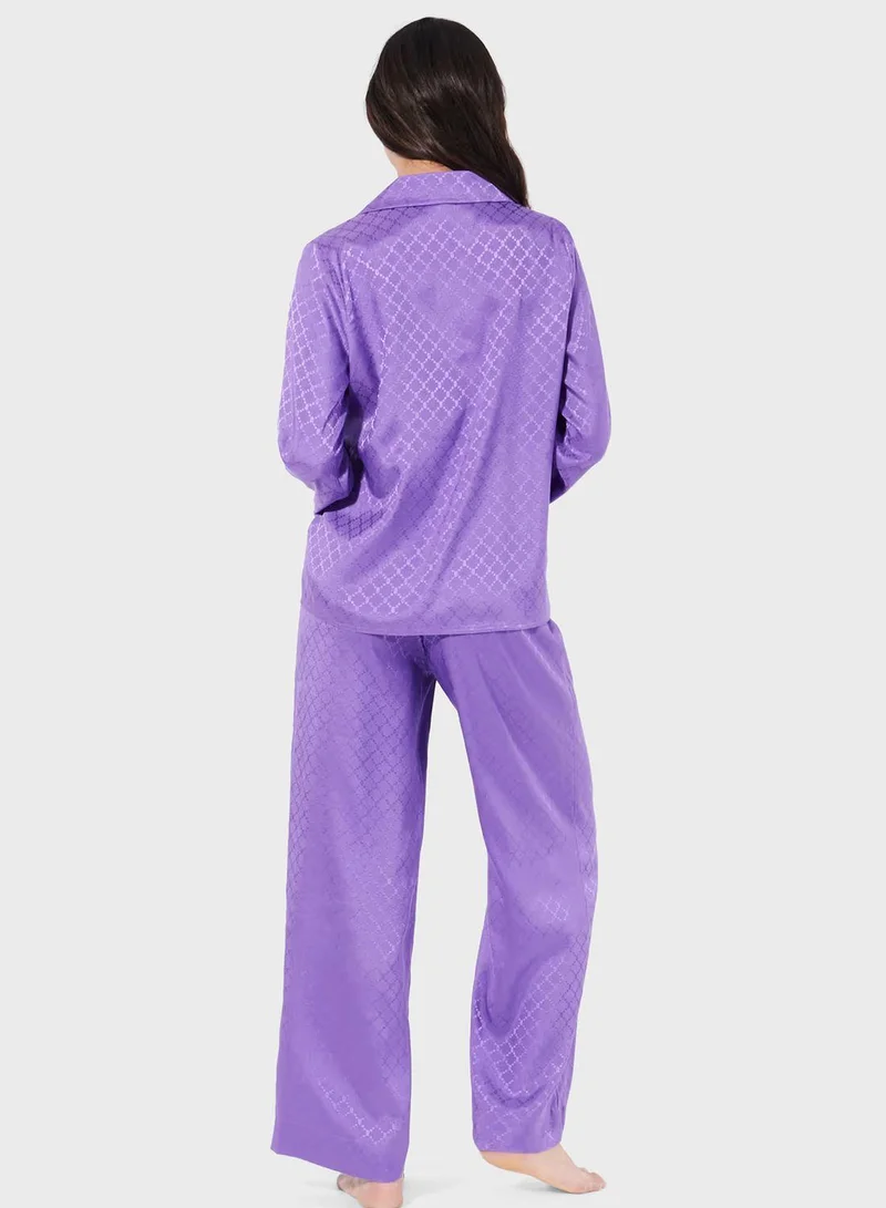 UNDIZ Textured Detail Pyjama Pants