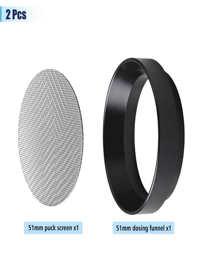 Rovella 51mm Espresso Dosing Funnel and Puck Screen Set, Espresso Coffee Dosing Ring & 1.7mm 316 Stainless Steel Espresso Portafilter for Coffee Portafilter Filter Basket - Image 3