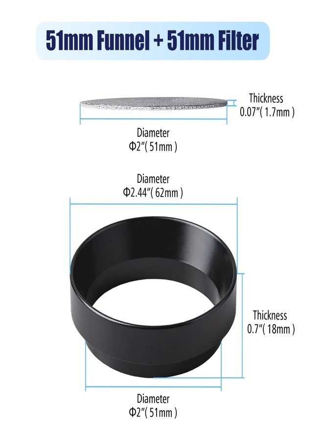 Rovella 51mm Espresso Dosing Funnel and Puck Screen Set, Espresso Coffee Dosing Ring & 1.7mm 316 Stainless Steel Espresso Portafilter for Coffee Portafilter Filter Basket - Image 2