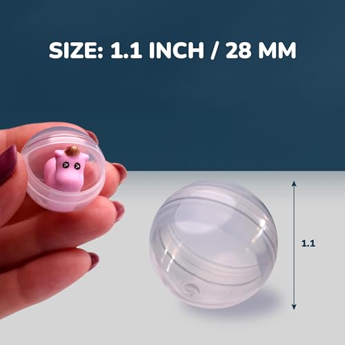Entervending Capsule Vending Machine Round 50 pcs 11 inch 28mm Gumball Machine Capsules Bulk Clear Container Easter Basket Stuffers Birthday Gifts Pinata Stuffers DIY Craft Supplies Clear Capsules Empty - Image 5