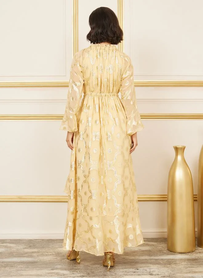 Styli Tiered Gold Dress
