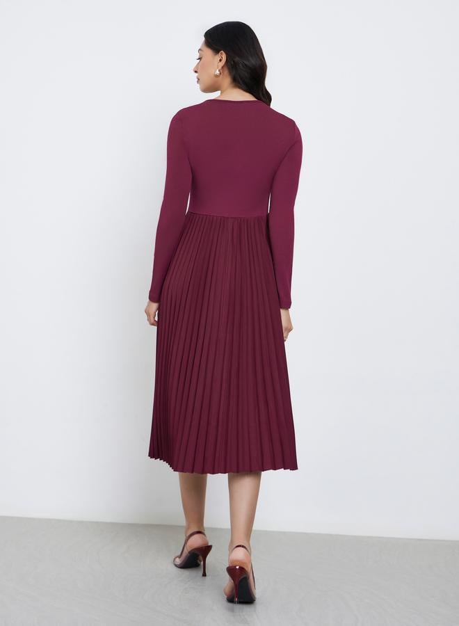 ستايلي فستان ميدي محبوك مضلع بكسرات - Image 5