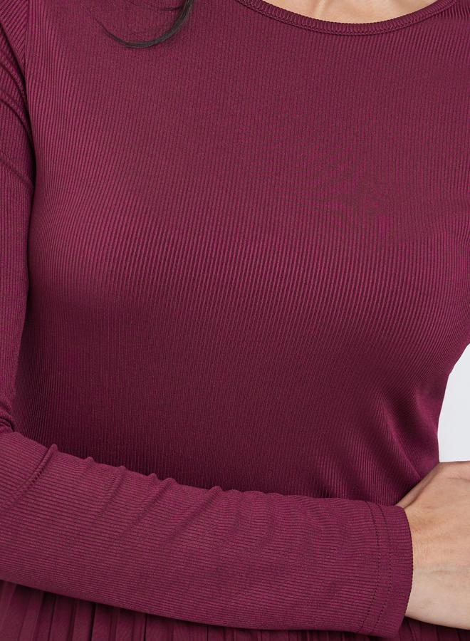 ستايلي فستان ميدي محبوك مضلع بكسرات - Image 4