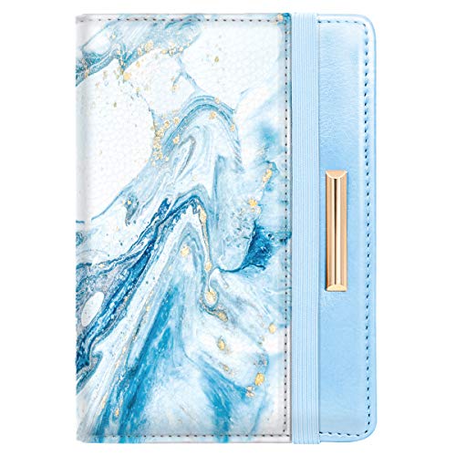 Coco Rossi Passport Holder Cover,Traveling Passport Case Cute Passport Wallet for Women,Blue Marble - Image 1