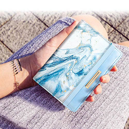 Coco Rossi Passport Holder Cover,Traveling Passport Case Cute Passport Wallet for Women,Blue Marble - Image 4