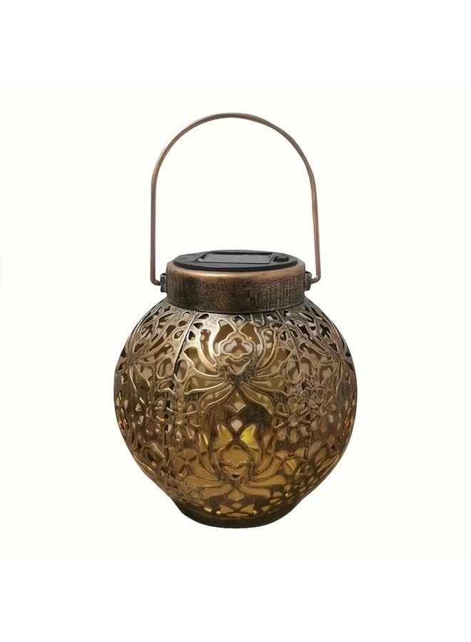 Solar Peony Metal Lantern Outdoor Hanging Lamp with Floral Patterns Garden Courtyard Decoration - Image 1