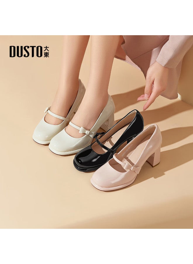 Da Dong Mary Jane Women's Shoes Spring New Chunky Heel High Heels Round Toe Butterfly Knot Shallow Mouth C0158
