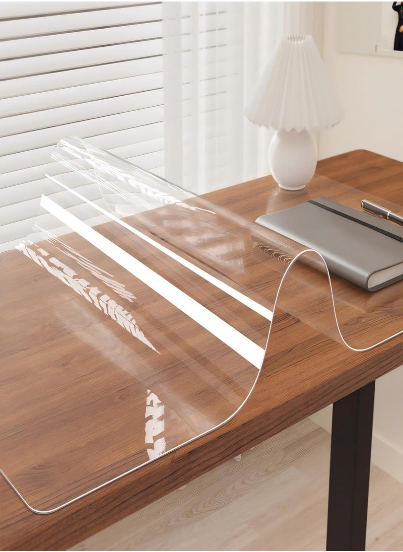 Transparent Tablecloth Rectangle Table Protector Wipeable Table Cover Sound Absorbent Waterproof Wash-free Tablecloth 120*80CM