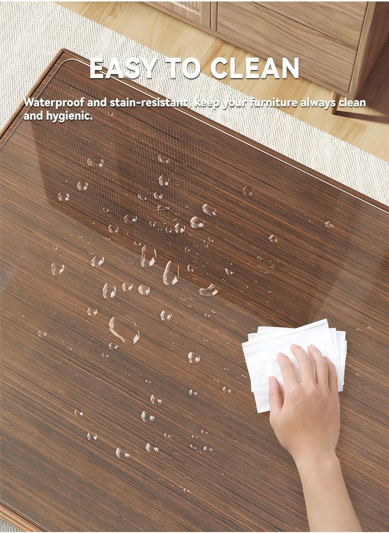 Transparent Tablecloth Rectangle Table Protector Wipeable Table Cover Sound Absorbent Waterproof Wash-free Tablecloth 120*80CM