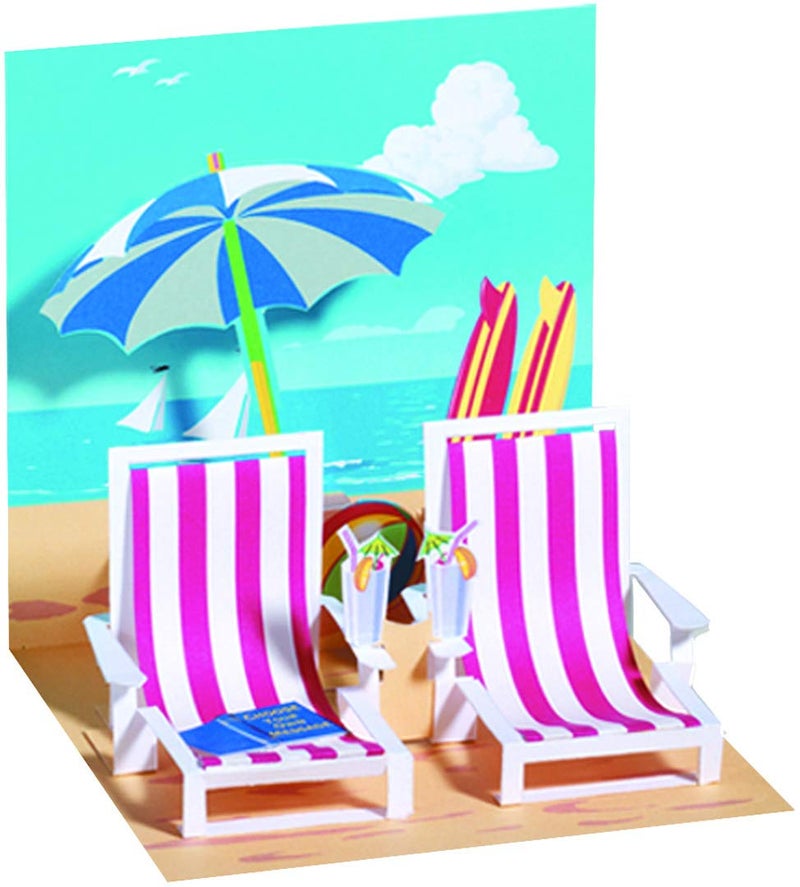 Up With Paper 3D Pop Up Greeting Card - BEACH CHAIRS, Multicolor, 5.5 x 5.5 (UP-WP-611) - Image 3