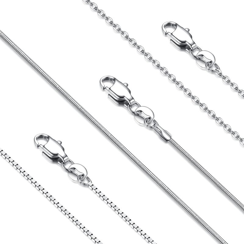 YADOCA Silver Chain Necklace For Women Non Tarnish - 1mm Thin & Strong Stainless Steel Necklaces Chains 3Pcs Hypoallergenic Waterproof Summer Beach Jewelry Gift Size 16 18 20 22 24 28 30 Inches - Image 1
