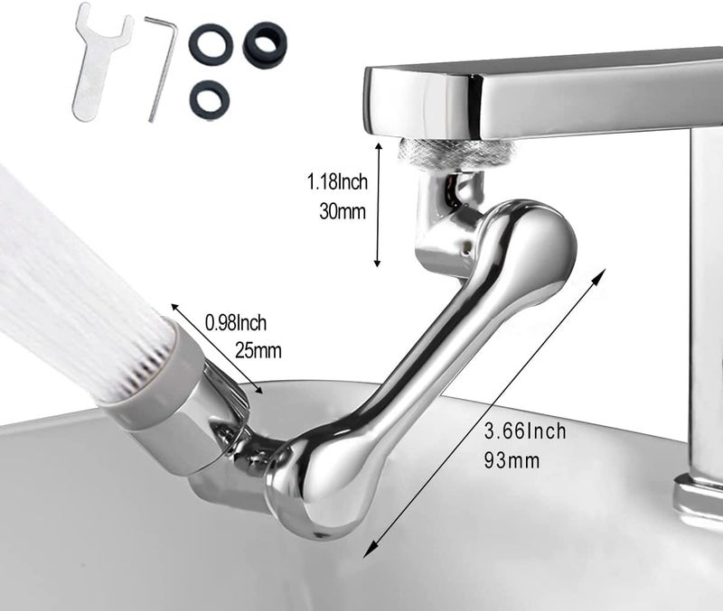 CLENEA 1080° Rotating Faucet Aerator Universal Splash Filter Faucet 1080 Degree Big Angle Swivel Faucet Extender Aerator Kitchen Tap Extend Bathroom Sink Gargle Face Wash Faucets Bubbler - Image 3