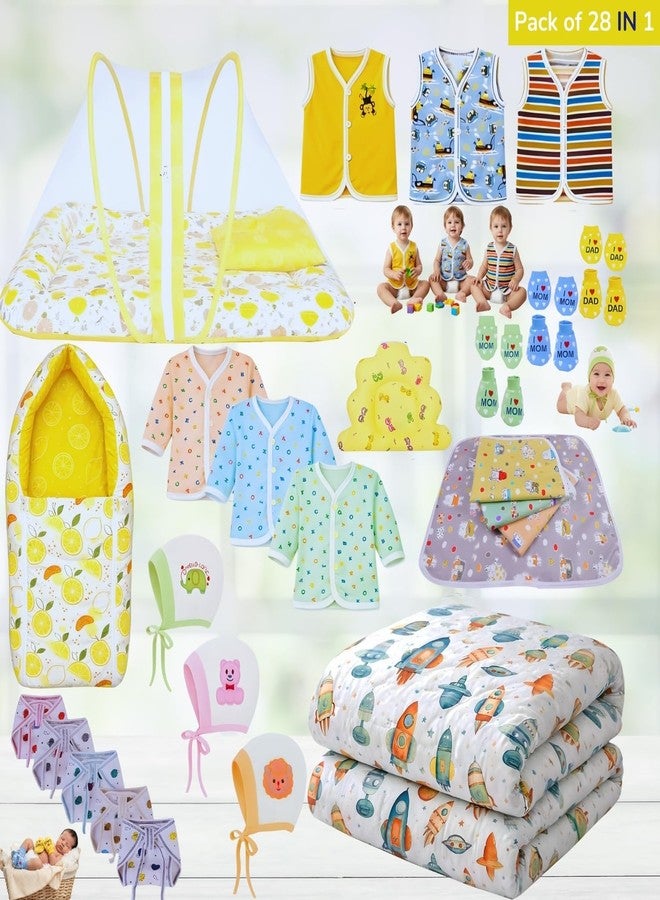 Toddylon Newborn Baby Essentials Kit 28 Items Combo Set for 0-6 Months | Baby Products Maternity Delivery Bag Kit (Yellow) - Image 2