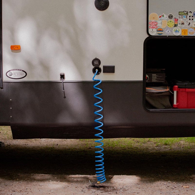 RecPro RV Exterior Shower Hose | 15' Blue Coiled Hose | Optional Flexible Quick Connect Sprayer | UV Resistant (No Sprayer) - Image 3