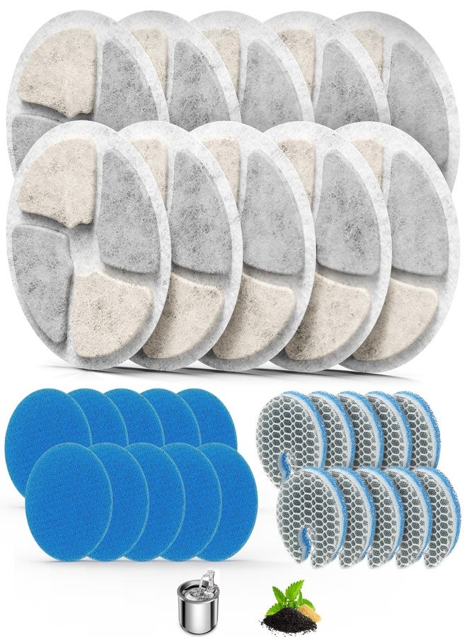 Baofum Stainless Steel Cat Water Fountain Filters, 10 Pack Replacement Filters Fit for Round 2L/67oz Automatic Pet Fountain, Filter with Triple Filtration System (10+10+10) - Image 1