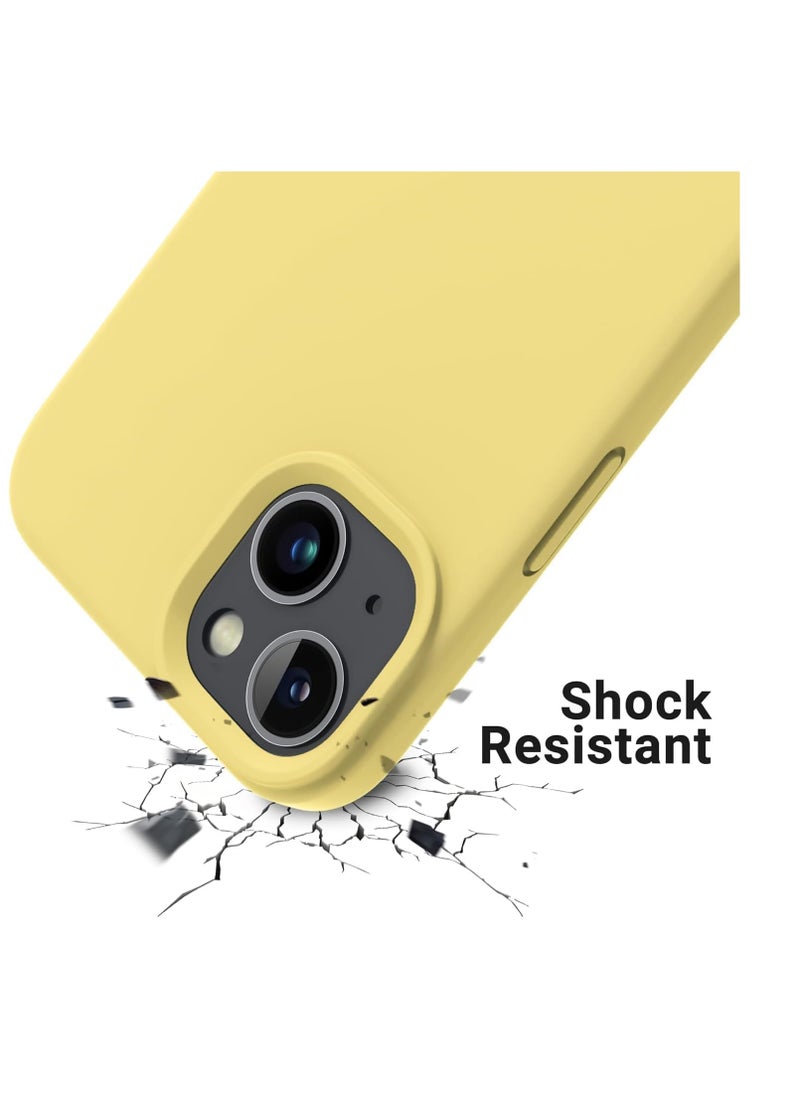 Generic - Shockproof Designed for iPhone 12 Mini Case, Liquid Silicone Phone Case with [Soft Anti-Scratch Microfiber Lining] Drop Protection 5.4 inch Slim Thin Cover, Yellow - Image 1