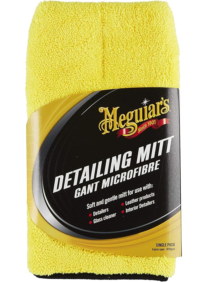 Meguiar's X1804Eu Microfibre Detailing Car Cleaning Mitt, Yellow - Image 1