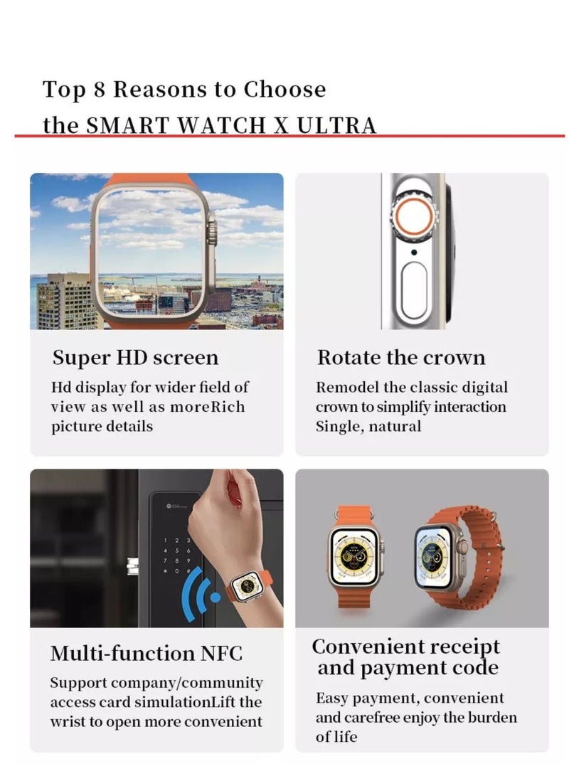 MHK - We Never Close Smart Watch X Ultra, 49mm 2.05 Inch Super HD Touch Screen + Side Key + Rotatable Crown Multi Function NFC, Bedside Lamp, IP67 Waterproof - Image 3