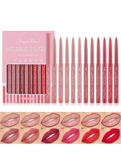 LuckNest Lip Liner Set - 12 Colors Velvet Slim High Pigmented Makeup Lip Liners Waterproof Long LastingNon-marking Matt Velvet Lipstick Pen for Daily/Travel/Party/Work 