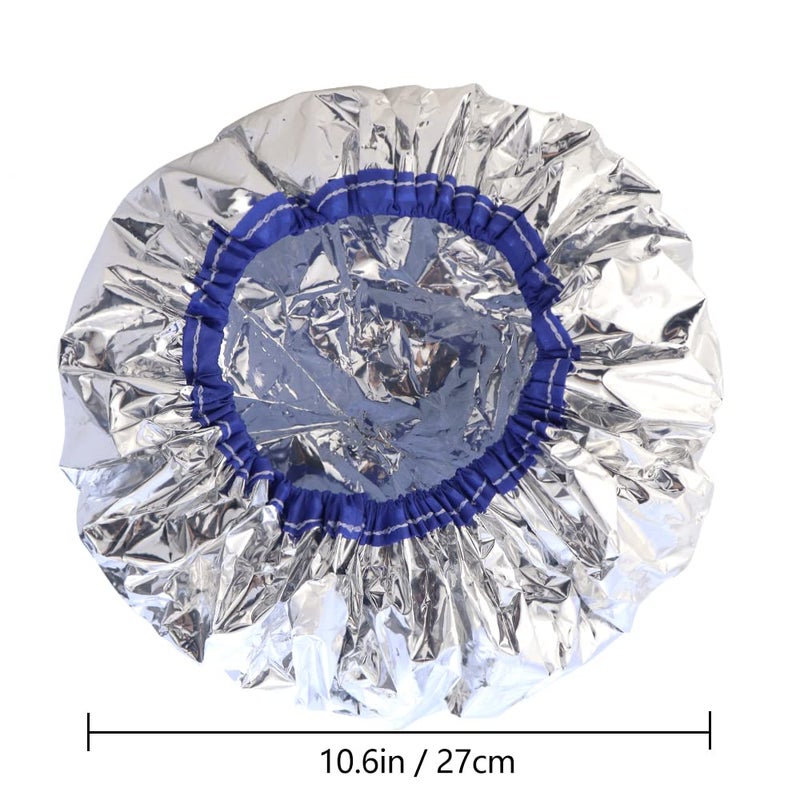 TCOTBE 2 pieces conditioning caps made of aluminum foil, thickened shower caps for hot oil treatment, reusable hair processing caps for home and salon use, hair dyeing and hot oil treatment tools - Image 2