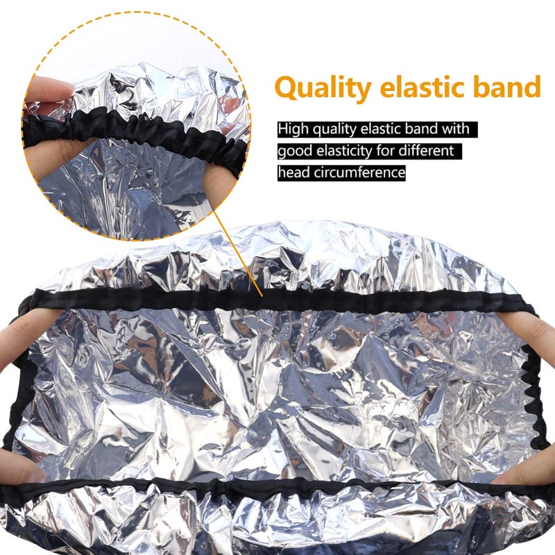 TCOTBE 2 pieces conditioning caps made of aluminum foil, thickened shower caps for hot oil treatment, reusable hair processing caps for home and salon use, hair dyeing and hot oil treatment tools - Image 3