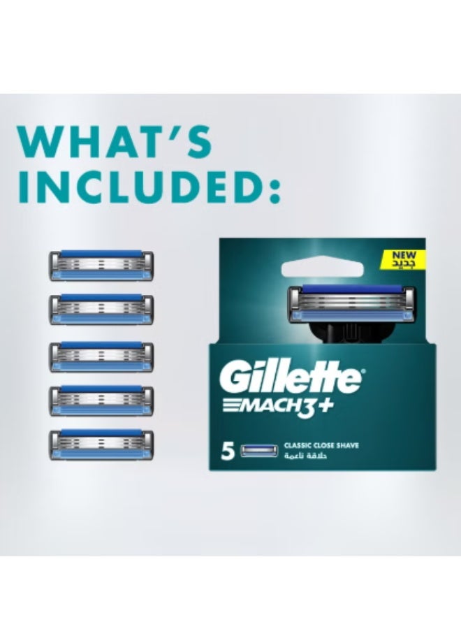 Gillette Mach 3 Plus 5 Blades Shaving Cartridge Refill for Men Smooth Comfortable Close Shave - Image 5