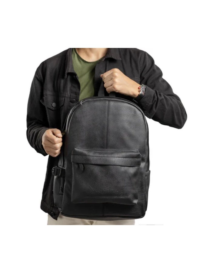 Versatile luxury leather backpack - Black - Image 4