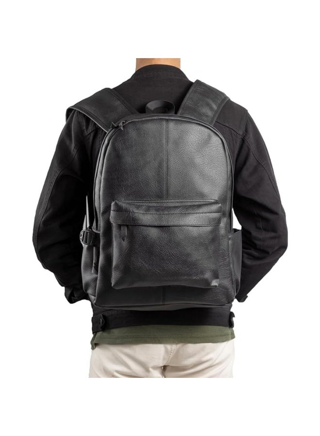 Versatile luxury leather backpack - Black - Image 5