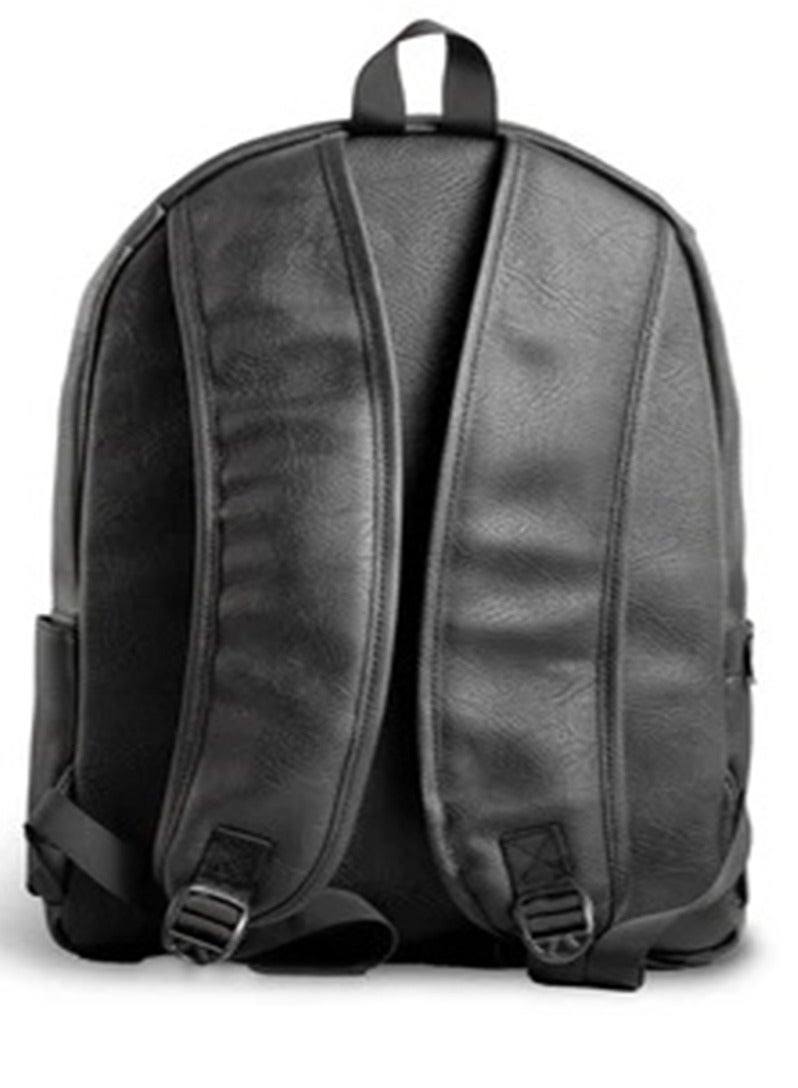 Versatile luxury leather backpack - Black - Image 3