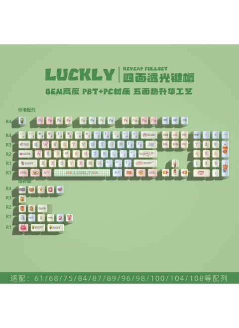 EVA Asuka Transparent Pudding Keycaps Full Set Luckly four-sided transparent key cap small full set